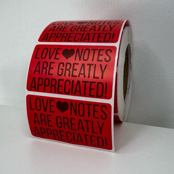 Thank You love notes are greatly appreciated stickers (100 pack) 2" - Picture 5 of 7